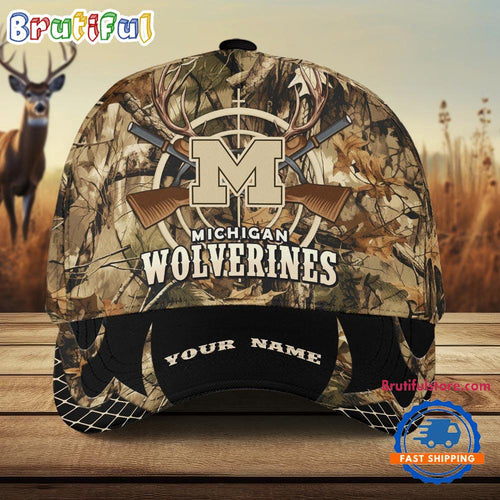 Michigan Wolverines Camo Hunting Cap, Sport Team Camo Hunting Hats