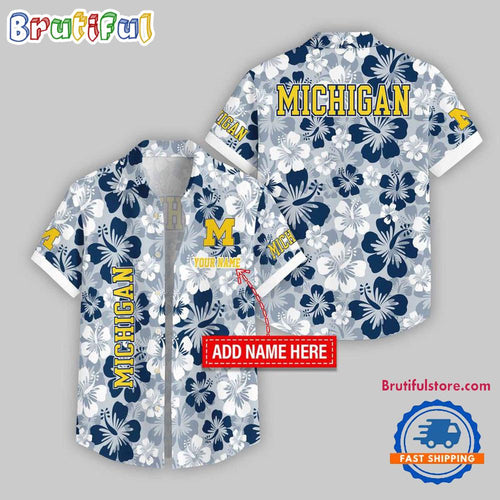 Michigan Wolverines Flower Palm Tree Aloha Hawaii Shirt