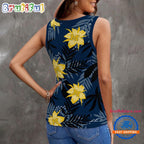 Michigan Wolverines Hibiscus Pattern Women’s V-Neck Ribbed Tank Top