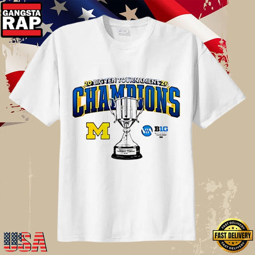 Michigan Wolverines Hockey 2026 Big Ten Champions College Ice Hockey T-Shirt