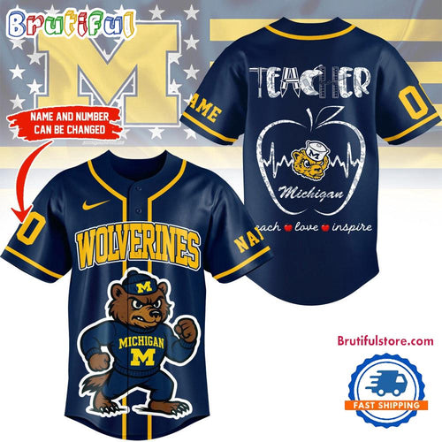 Michigan Wolverines Mascot Teacher Appreciation Month Baseball Jersey