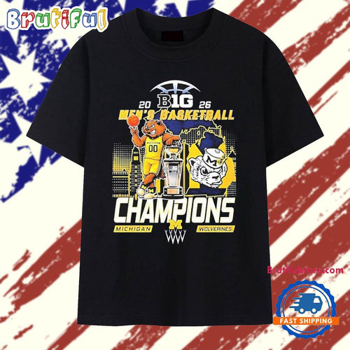 Michigan Wolverines Men’s Basketball B1G Big 10 Conference 2026 Champions Mascot T Shirt