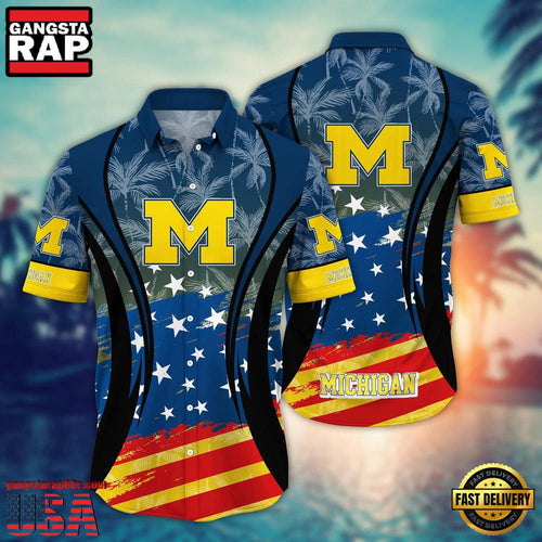 MLB Michigan Wolverines Team Logo Hot Summer Aloha Hawaiian Shirt