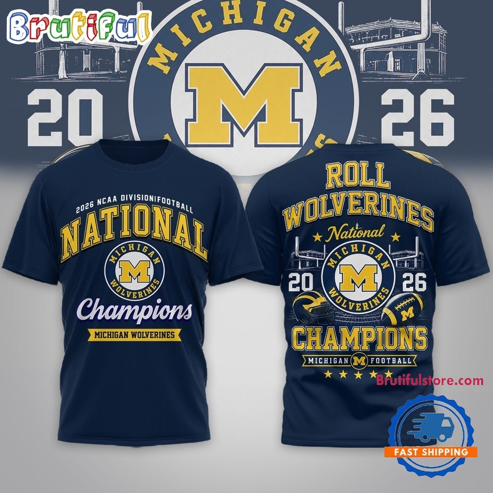 Michigan Wolverines NCAA Road to Glory 2026 Football Champions 3D Shirt