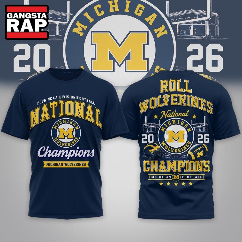 Michigan Wolverines NCAA Road to Glory 2026 Football Champions 3D Shirt