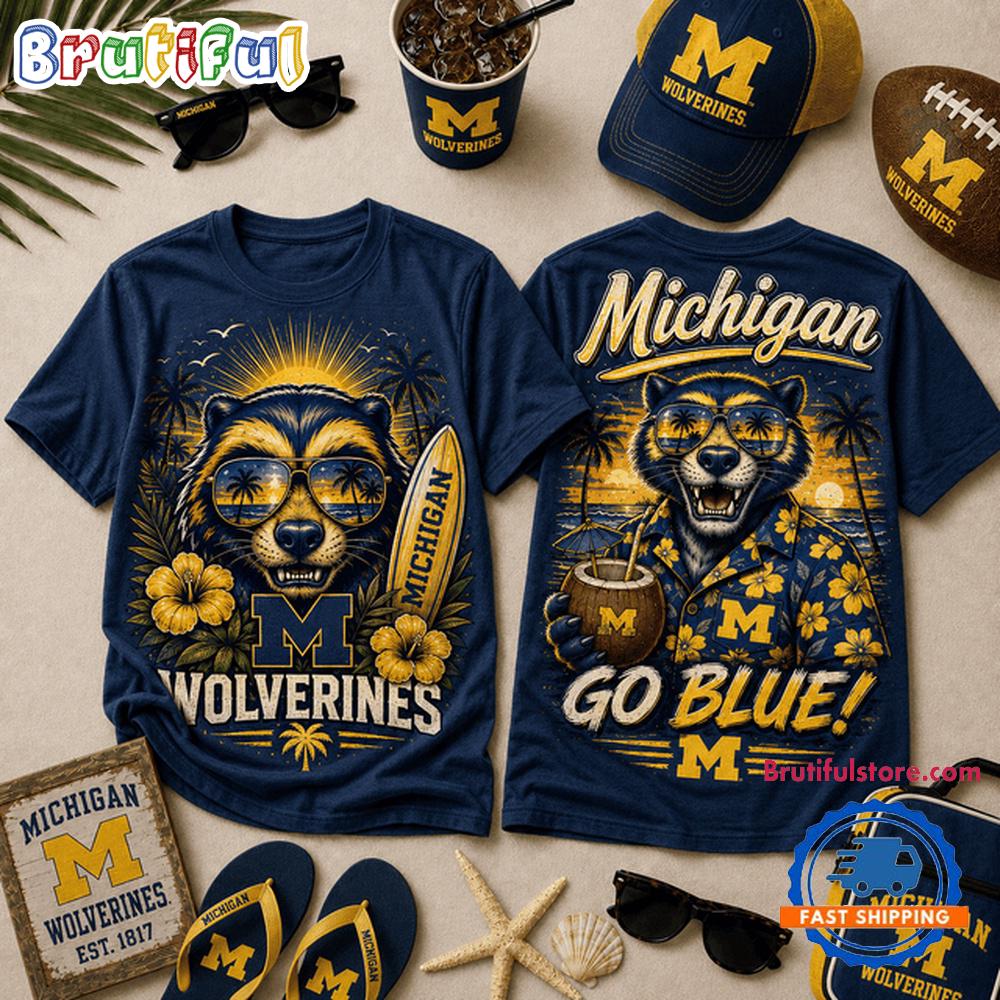 Michigan Wolverines NCAA Summer Tropical Mascot Unisex 3D Shirt