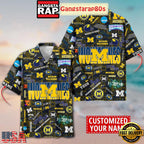 Michigan Wolverines Solgan Let’s Go Blue True Fan Spirit Custom Name Aloha Hawaiian Shirt