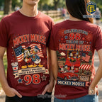 Mickey Mouse 98th Anniversary Patriotic Maroon T-Shirt