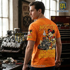 Mickey Mouse Big Ears Loud Gears Hot Rod Orange Shirt