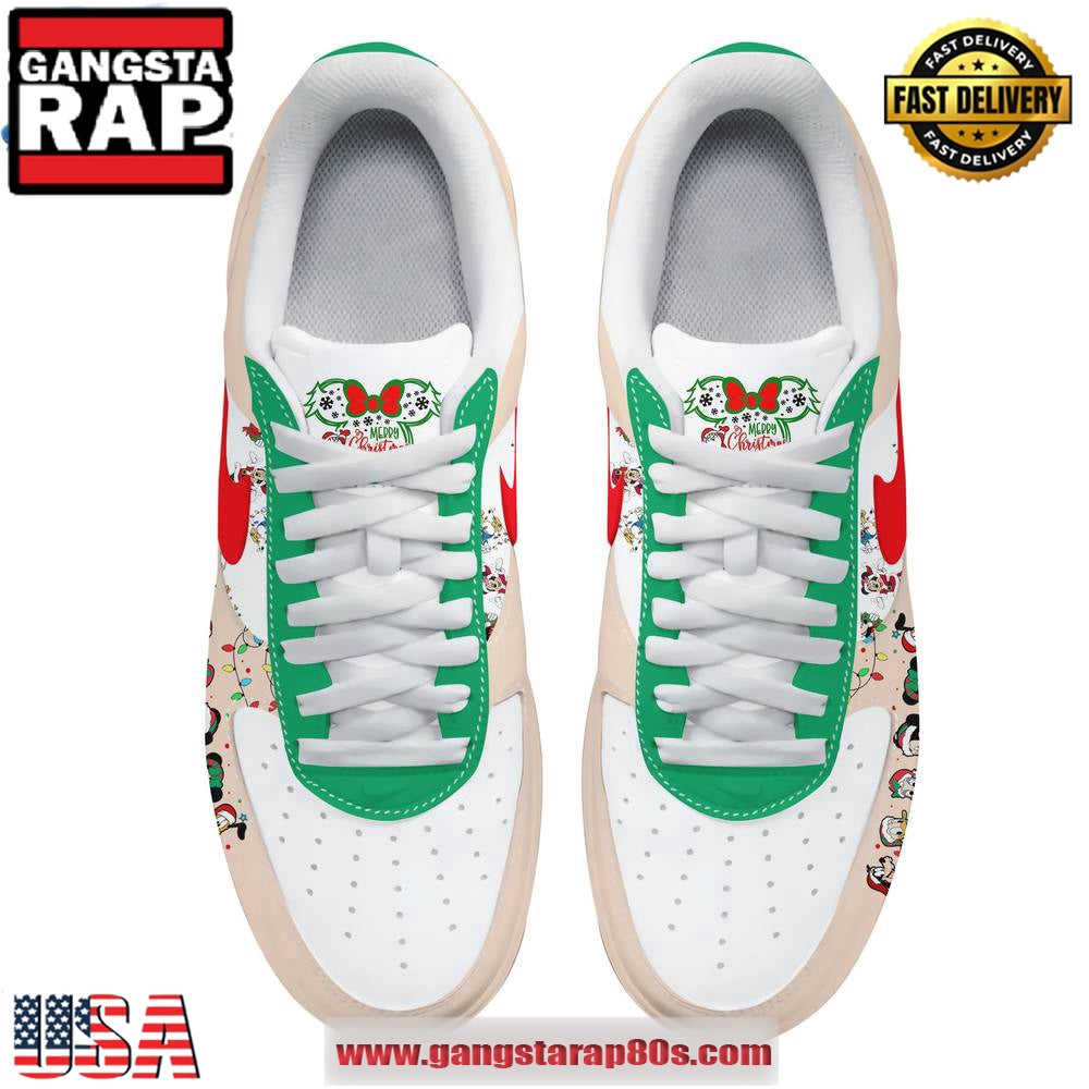 Mickey Mouse Merry Christmas 2024 Limited Edition Air Force 1 Running Sneakers Shoes