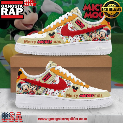 Mickey Mouse Merry Christmas Limited Edition Air Force 1 Running Sneakers Shoes