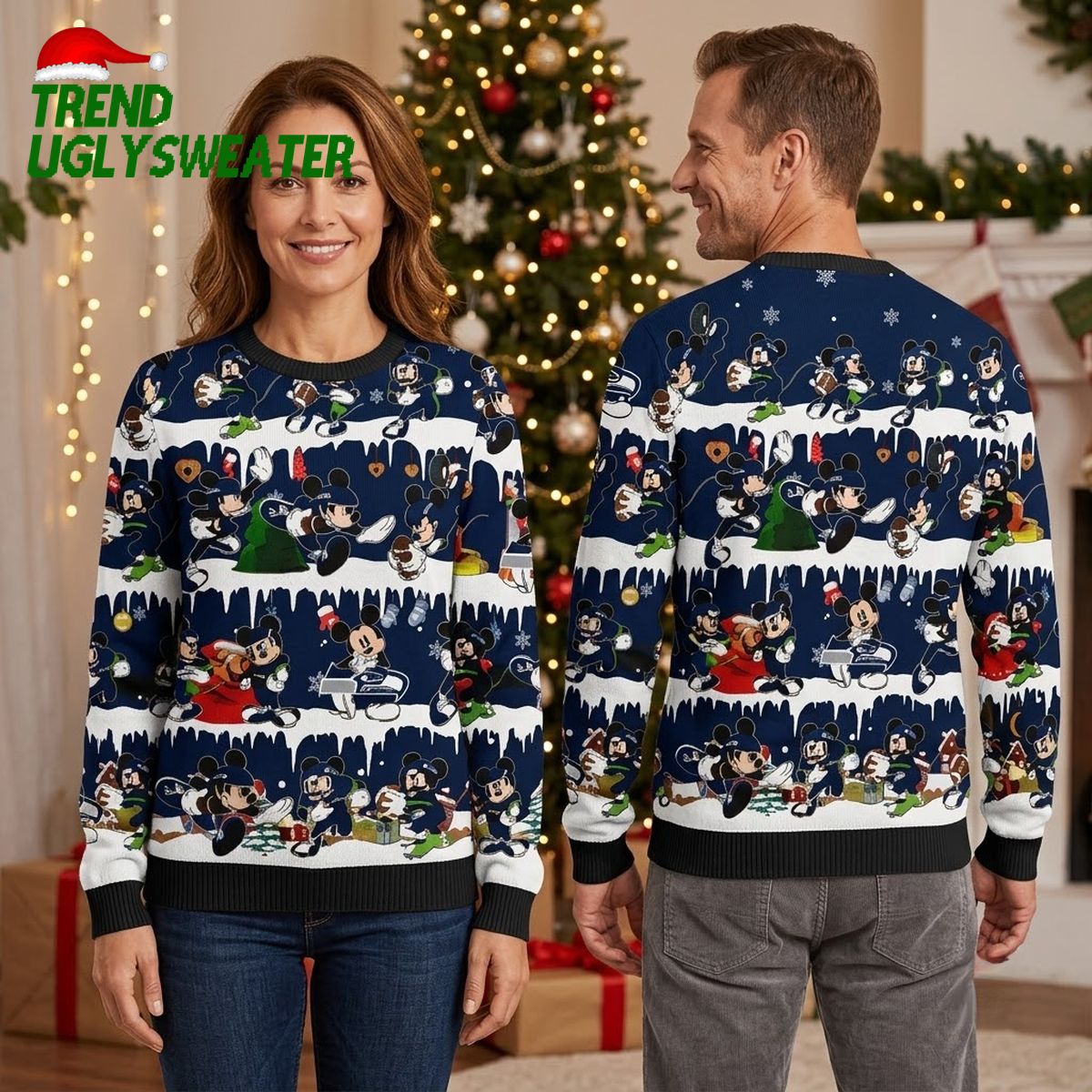 Mickey Mouse Sports Character Pattern Ugly Christmas Sweater