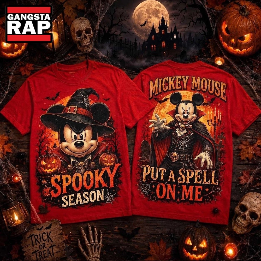 Mickey Mouse Witch Hat And Vampire Cape Spooky Halloween 3D Shirt , Music Trending 3D Shirt