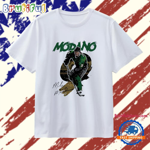 Mike Modano #9 Dallas Stars Rough Signature T Shirt