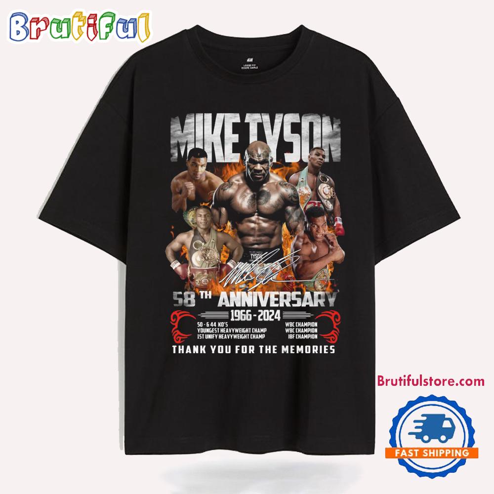 Mike Tyson 58th Anniversary 1966-2024 Graphics Design New T Shirt