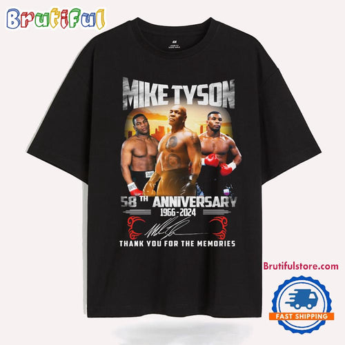 Mike Tyson 58th Anniversary 1966-2024 Signature Thank You For The Memories T Shirt