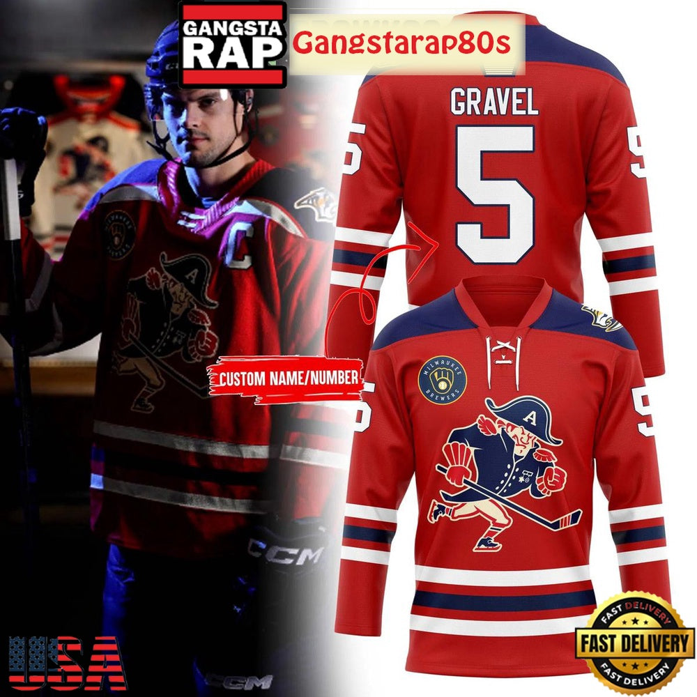 Milwaukee Admirals Hockey Team Kevin Gravel Custom Hockey Jersey