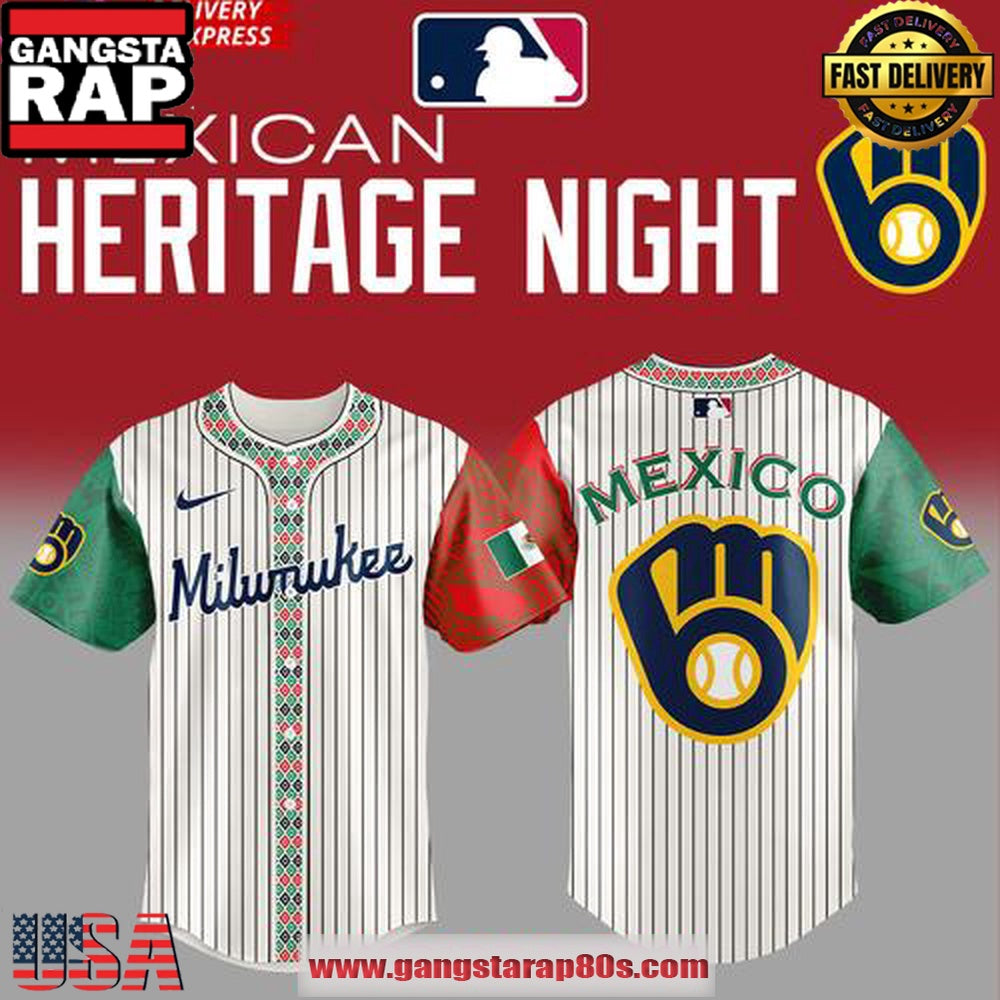 Milwaukee Brewers 2025 Mexican Heritage Night Striped Special Bassenan Baseball Jersey Shirt