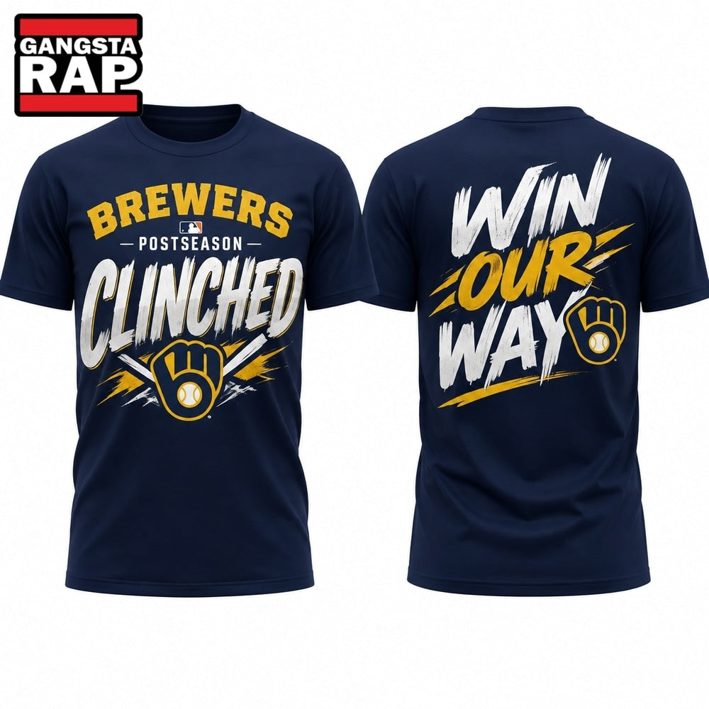 Milwaukee Brewers 2026 Postseason Clinched Win Our Way Limited 3D Shirt