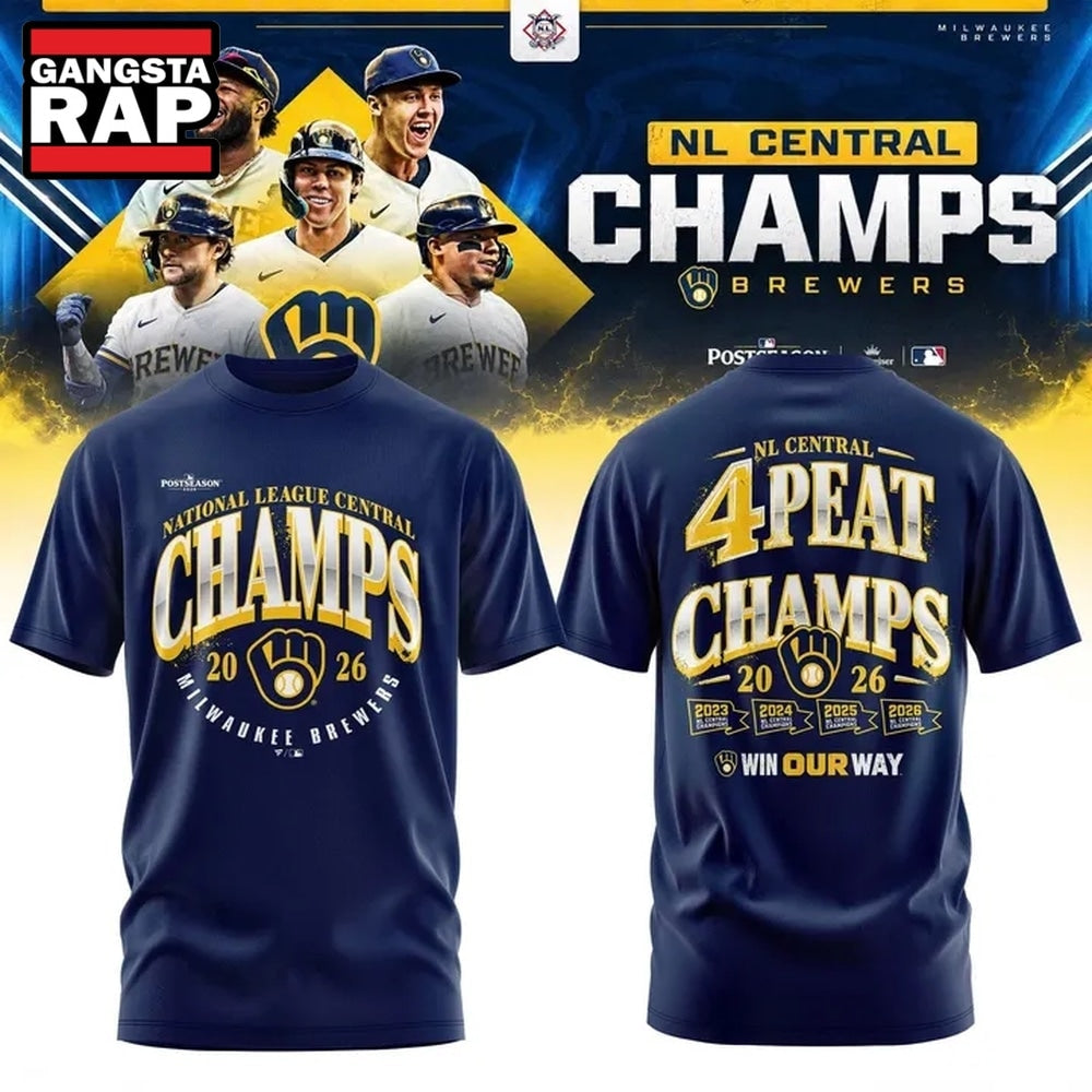 Milwaukee Brewers 4 TIME CONSECUTIVE NL CENTRAL CHAMPIONS 2026Win Our Way T Shirt