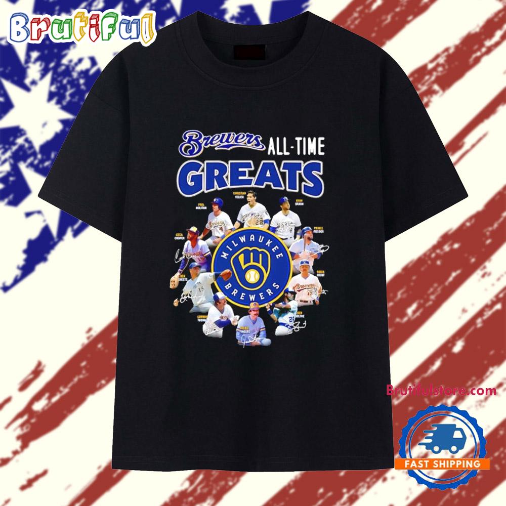 Milwaukee Brewers All Time Greats Players Signatures T Shirt