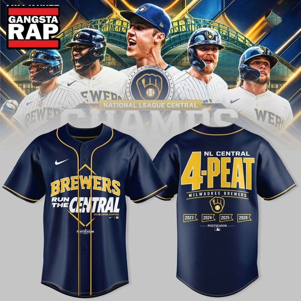 Milwaukee Brewers The FIRST 4 Peat in NL Central History Baseball Jersey