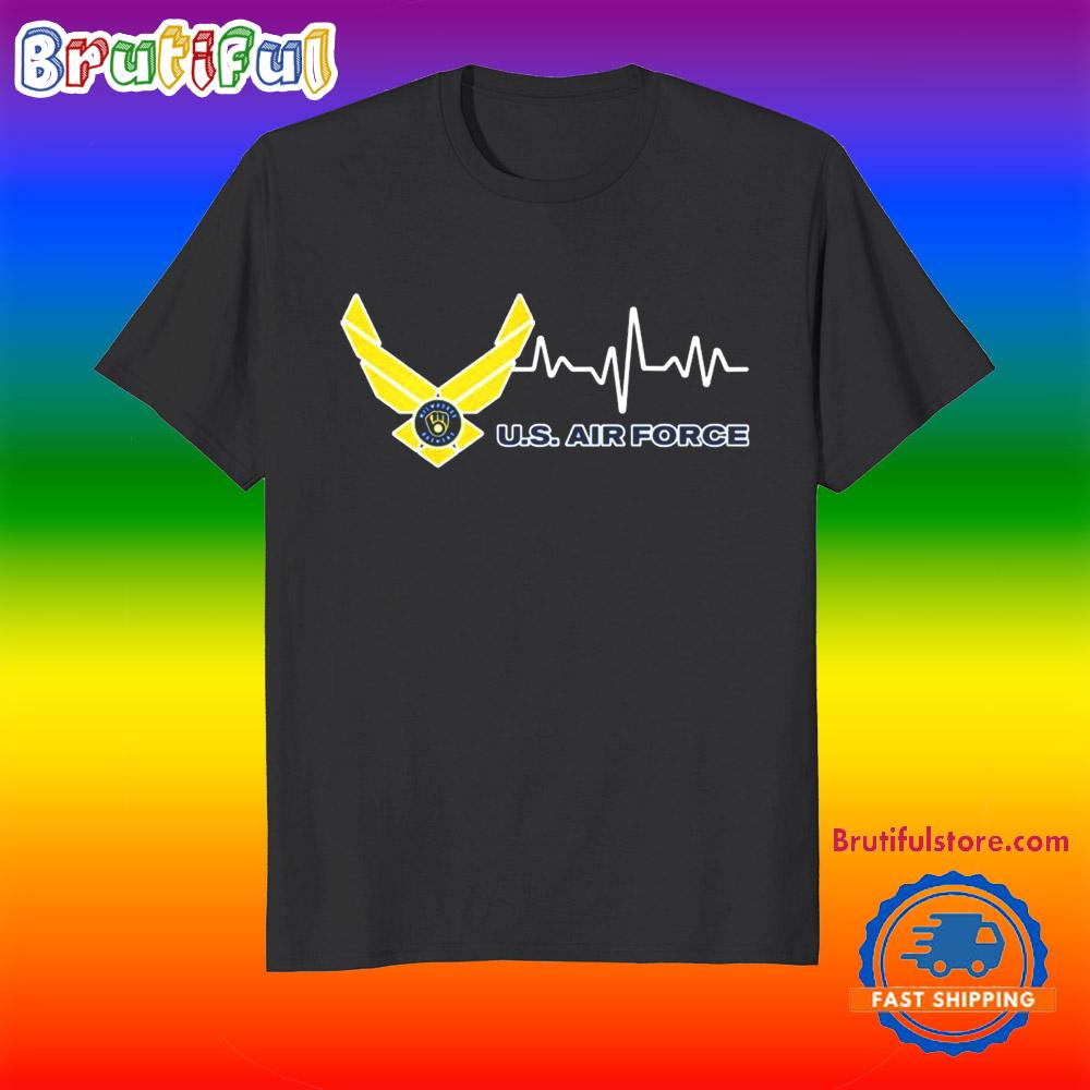 Milwaukee Brewers Us Air Force Heart Beat T Shirt