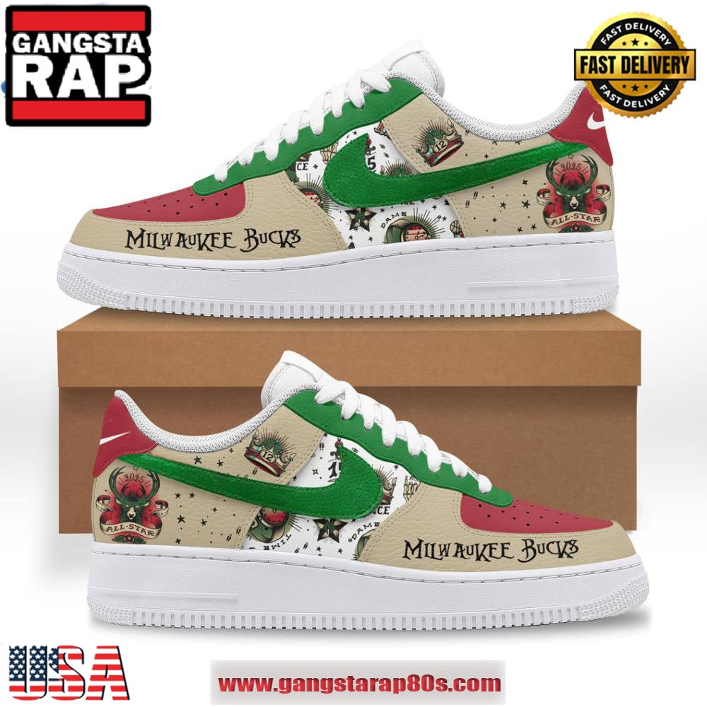 Milwaukee Bucks All-Stars 2025 Limited Edition Air Force 1 Running Sneakers Shoes