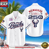 Milwaukee Bucks USA Flag 250 Years of Freedom Anniversary 1776-2026 Summer Hawaiian Shirt