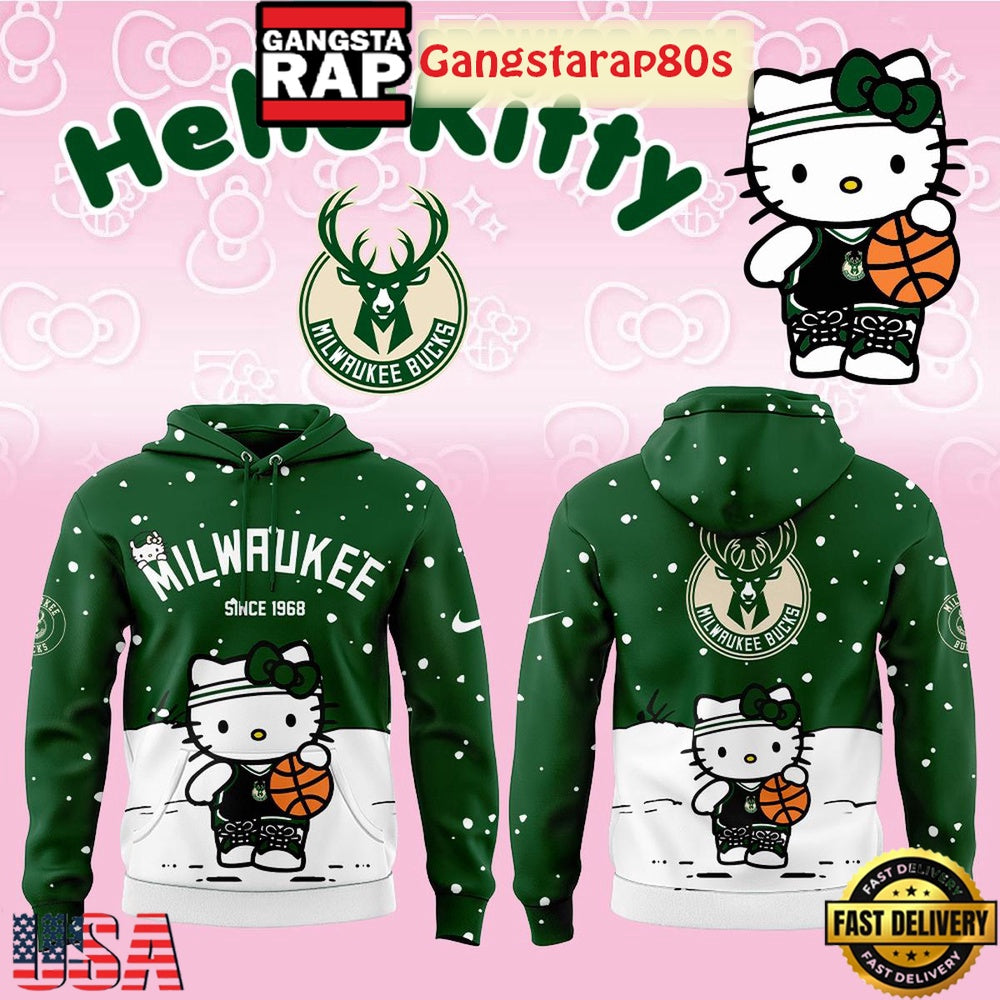 Milwaukee Bucks x Hello Kitty 2025 Christmas Limited Edition Hoodie