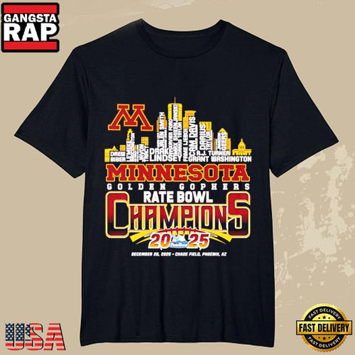 Minnesota Golden Gophers 2025 Rate Bowl Champions Football T-Shirt