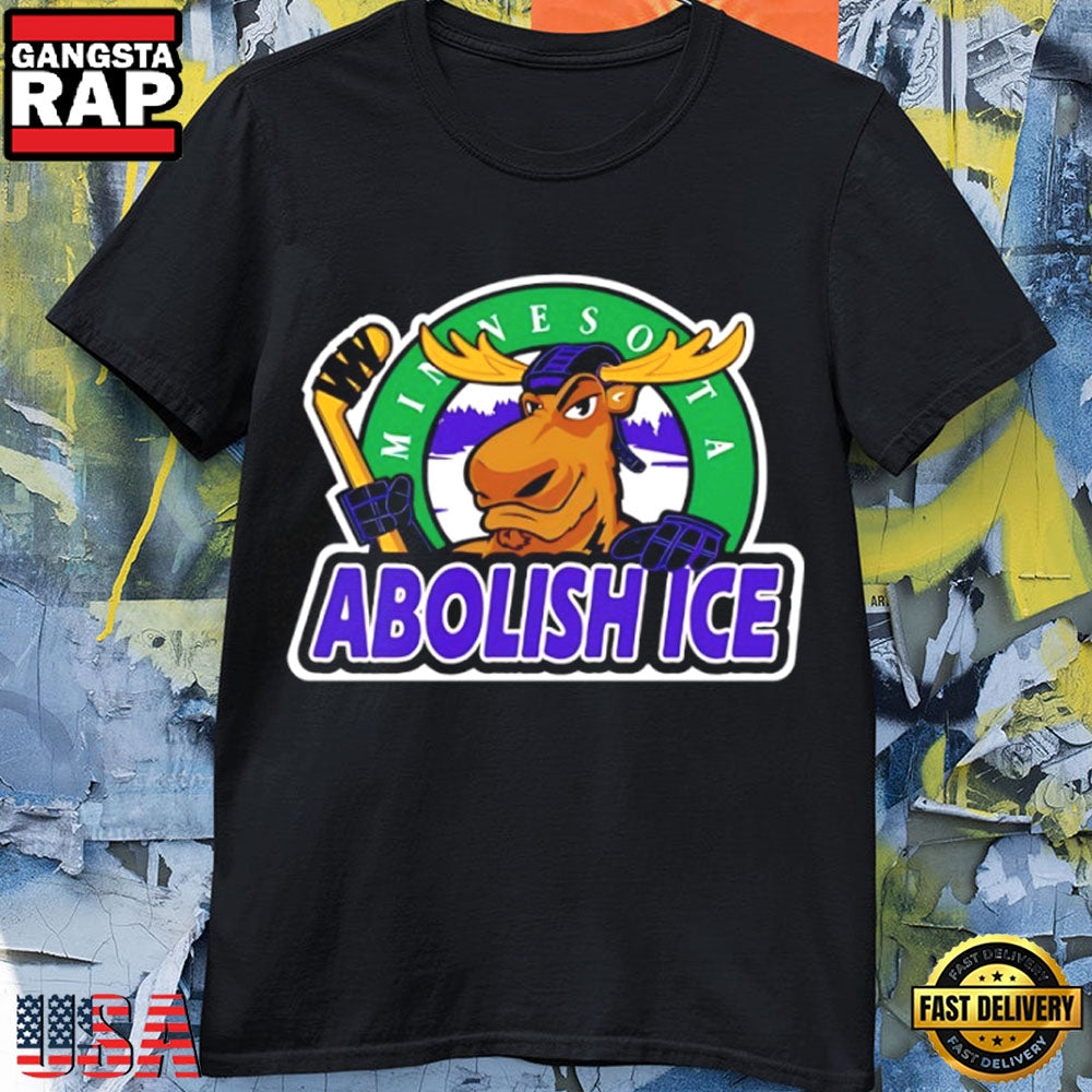 Minnesota Moose Hockey Parody Abolish ICE Logo T-Shirt
