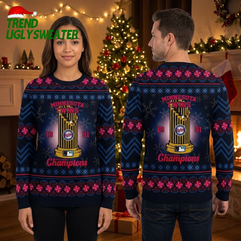 Minnesota Twins 1991 Champions Trophy Ugly Christmas Sweater