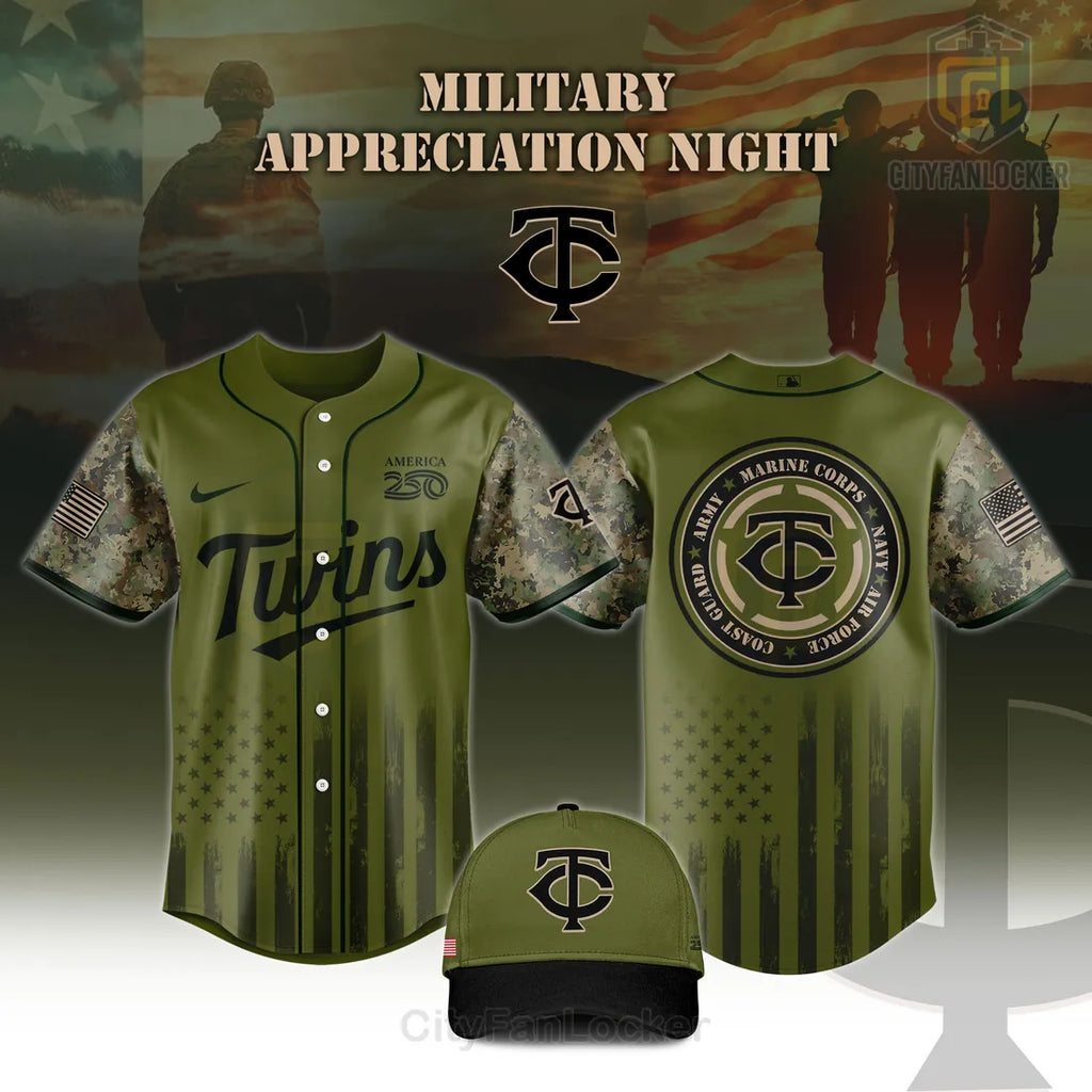 Minnesota Twins 2026 Military Appreciation America 250 Baseball Jersey