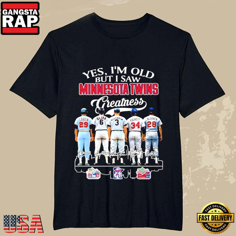 Minnesota Twins Legends Carew Oliva Yes I’m Old But I Saw Greatness T-Shirt