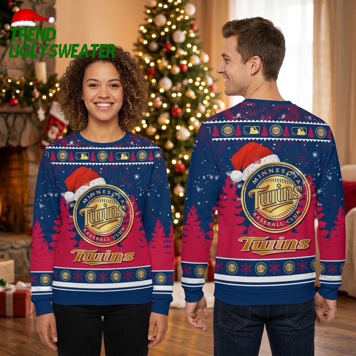 Minnesota Twins Santa Hat Logo Ugly Christmas Sweater