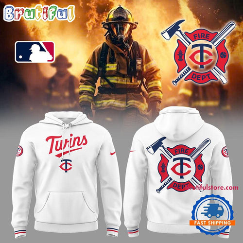 Minnesota Twins x Firefighter Appreciation Night White Hoodie T-Shirt