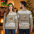 Minnesota Vikings Custom Name Nordic Snowflake Ugly Christmas Sweater