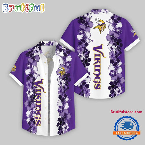 Minnesota Vikings Flower Pattern Summer Beach Aloha Hawaii Shirt