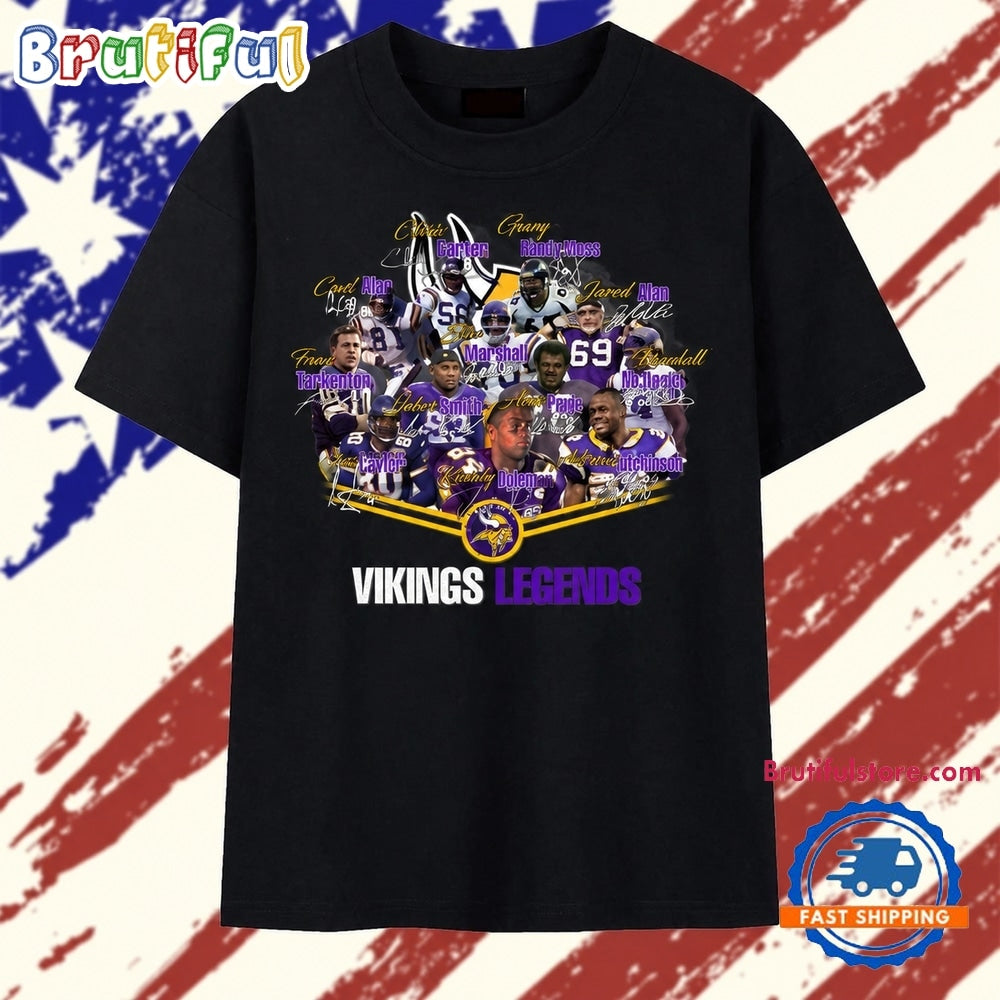 Minnesota Vikings Greats Signatures Vintage Football Graphic T Shirt