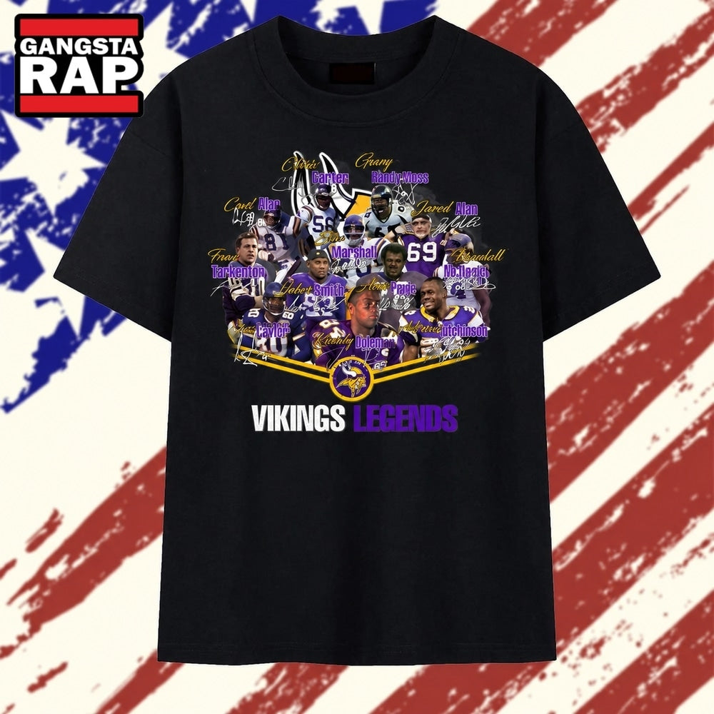 Minnesota Vikings Greats Signatures Vintage Football Graphic T Shirt