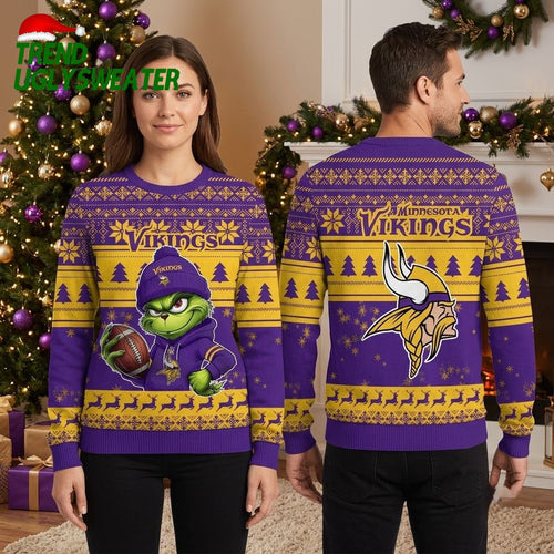 Minnesota Vikings Grinch Football Player Ugly Christmas Sweater