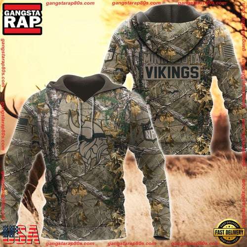 NFL Minnesota Vikings Hunting Camo 3D Hoodies