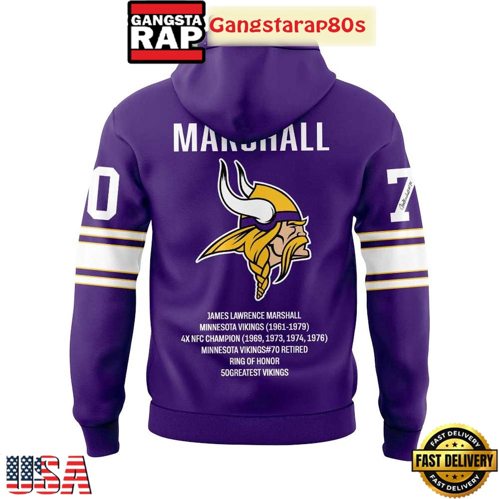 Minnesota Vikings Jim Marshall Memories All Over Print T-Shirt Hoodie