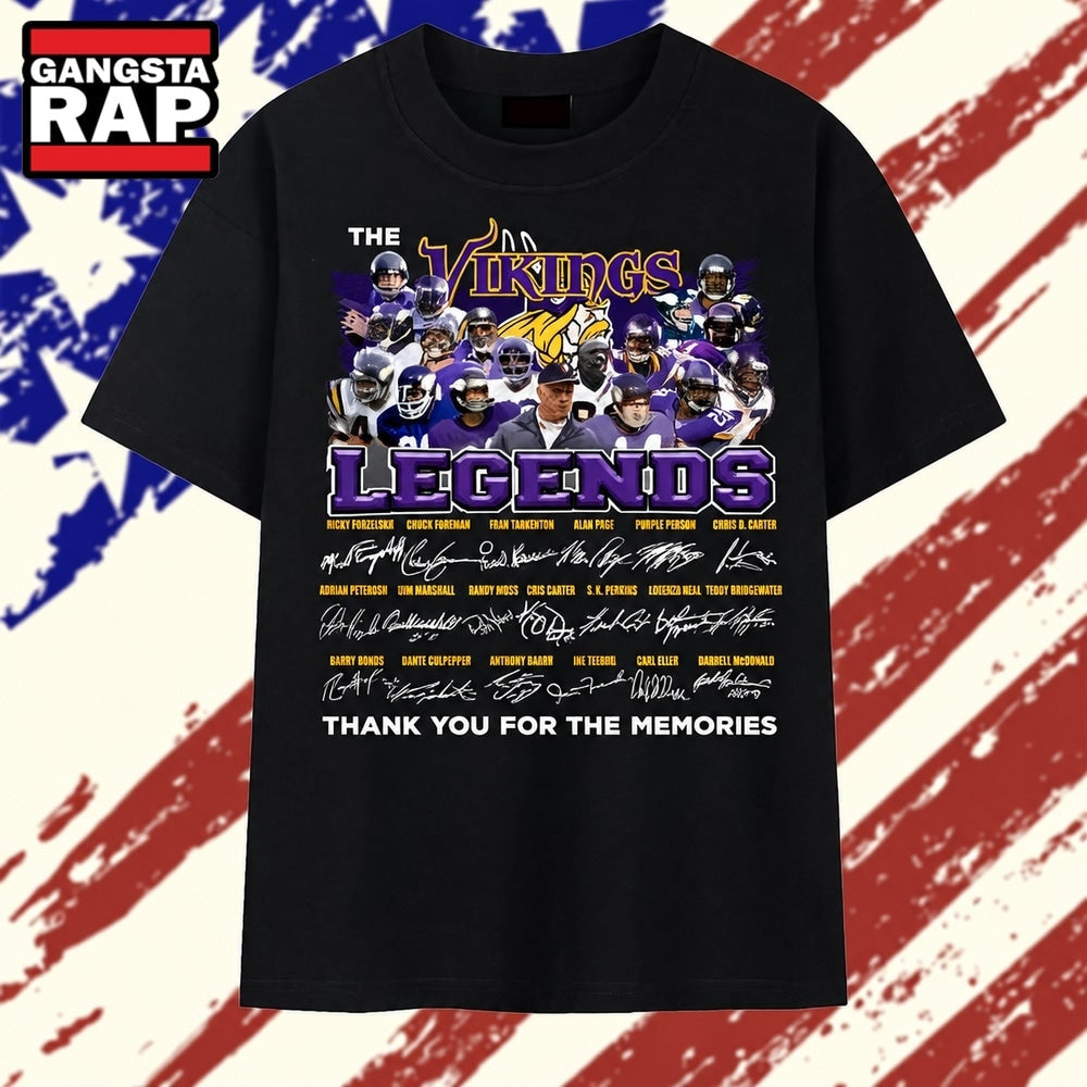 Minnesota Vikings Legends Vintage Roster Signatures Graphic T Shirt