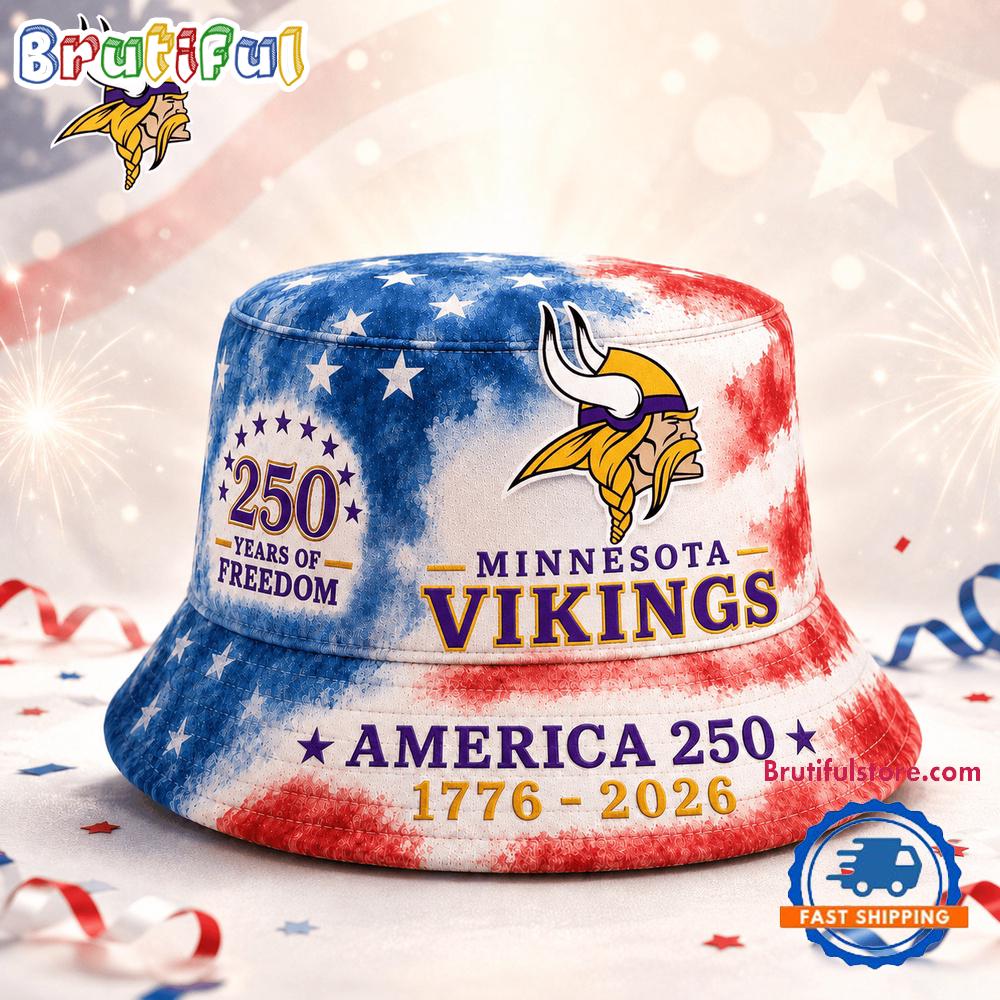 Minnesota Vikings NFL Ameica 250 Years Of Freedom Bucket Hat