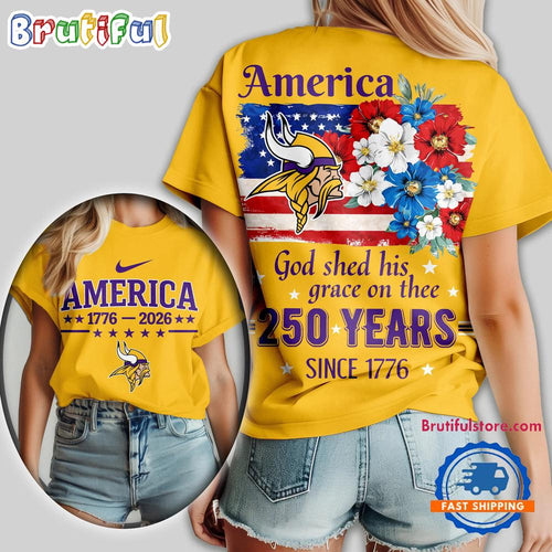 Minnesota Vikings NFL America God Shed His Grace On Thee Unisex T Shirt