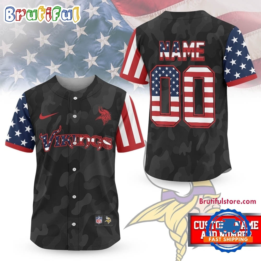 Minnesota Vikings NFL American Pride Custom Baseball Jersey Shirt