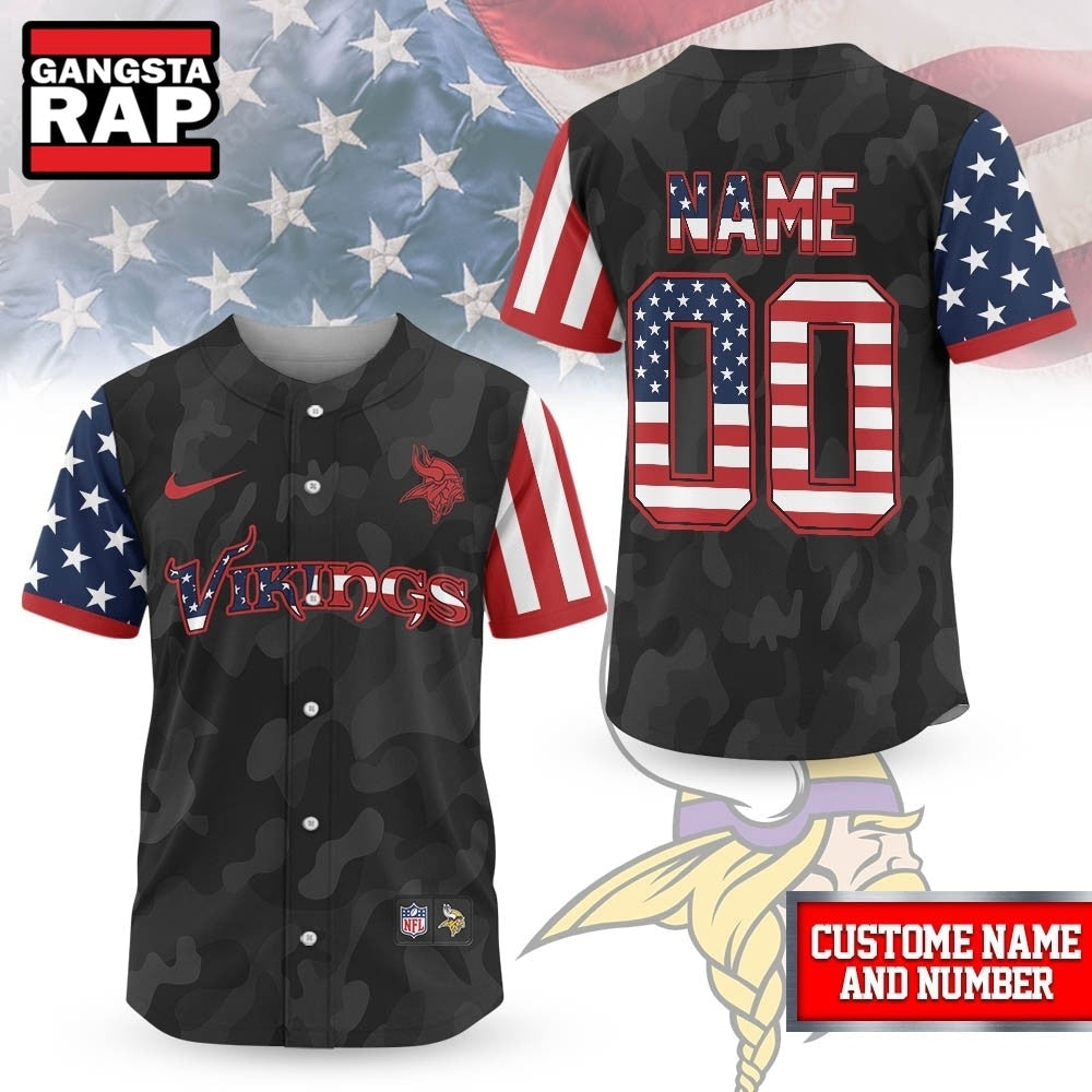 Minnesota Vikings NFL American Pride Custom Baseball Jersey Shirt