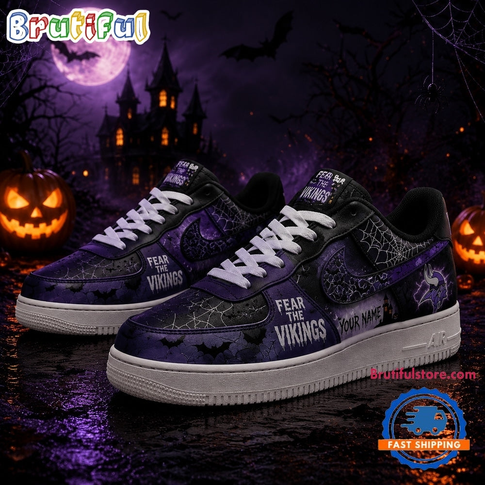 Minnesota Vikings NFL Fear The Team Halloween Air Force 1 Shoes Sneakers